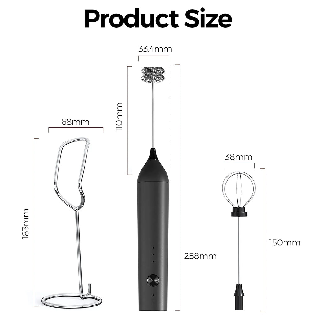 Yarramate Electric Handheld Milk Frother, Coffee Mixer - Black