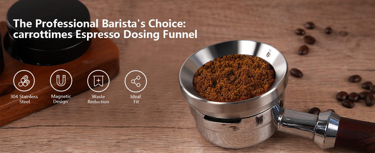 51mm, 53mm, 58mm Stainless Steel Espresso Coffee Dosing Funnel with Magnetic
