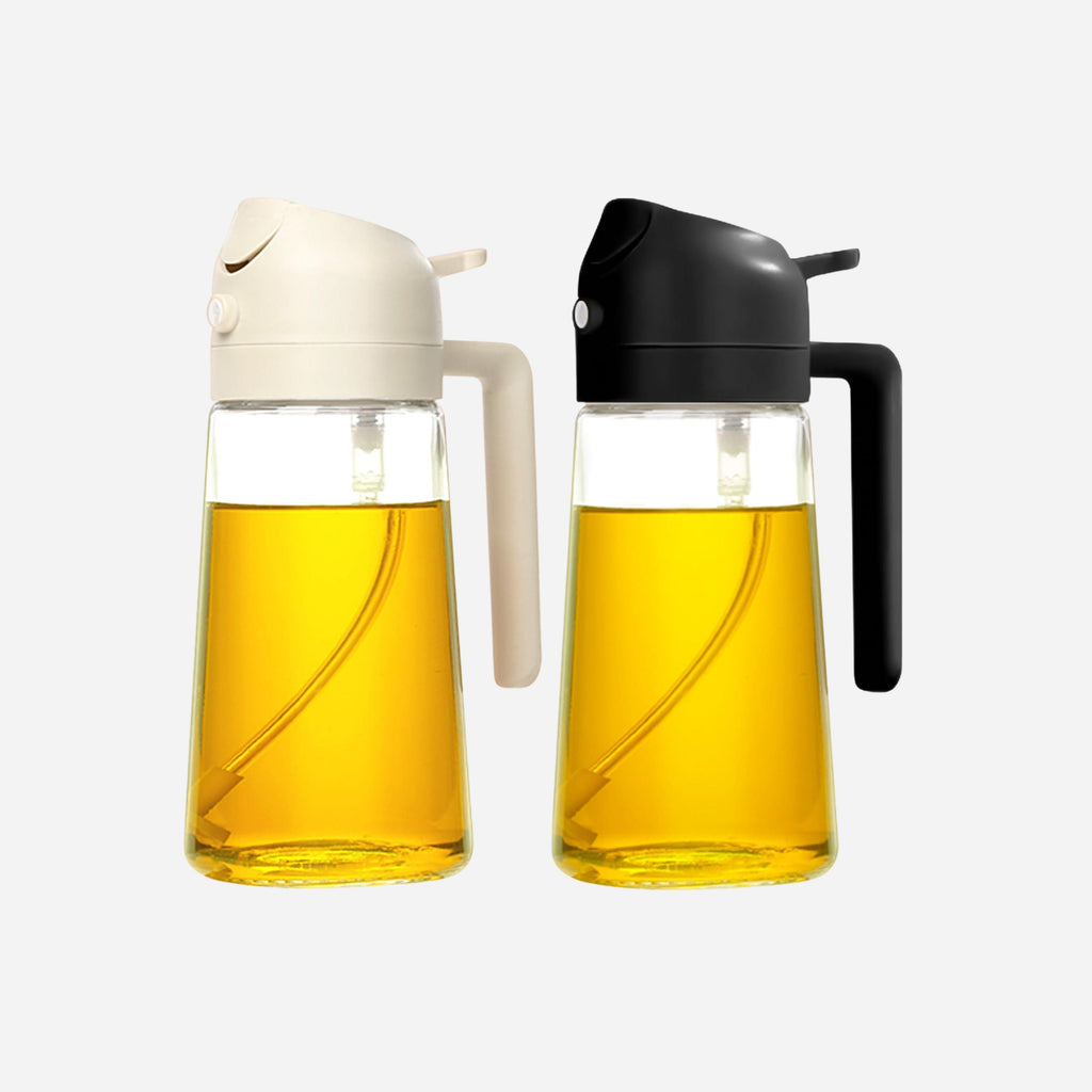 Set of 2 16oz/470ml 2 in 1 Oil Spray Bottle for Air Fryer, BBQ, Salad (With Stickers）