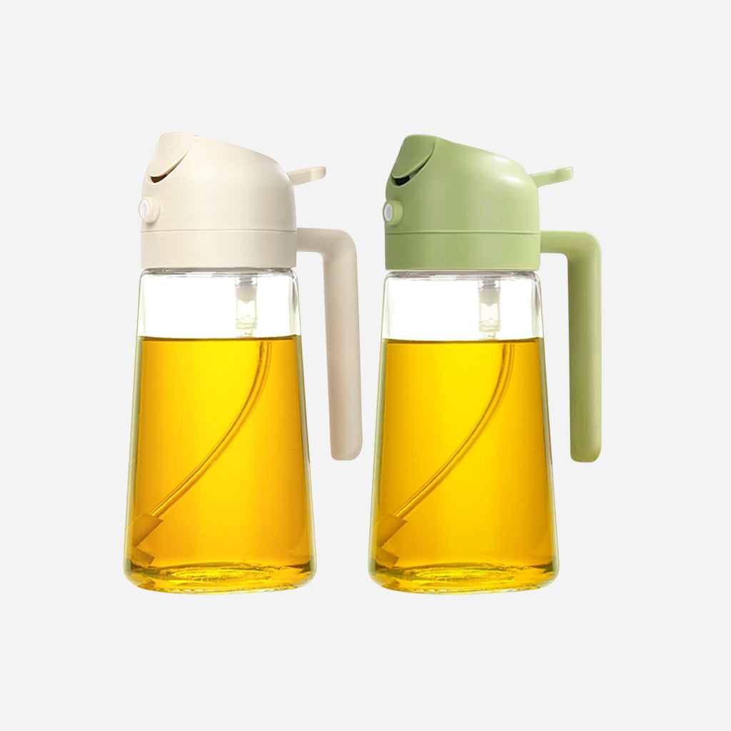 Set of 2 16oz/470ml 2 in 1 Oil Spray Bottle for Air Fryer, BBQ, Salad (With Stickers）