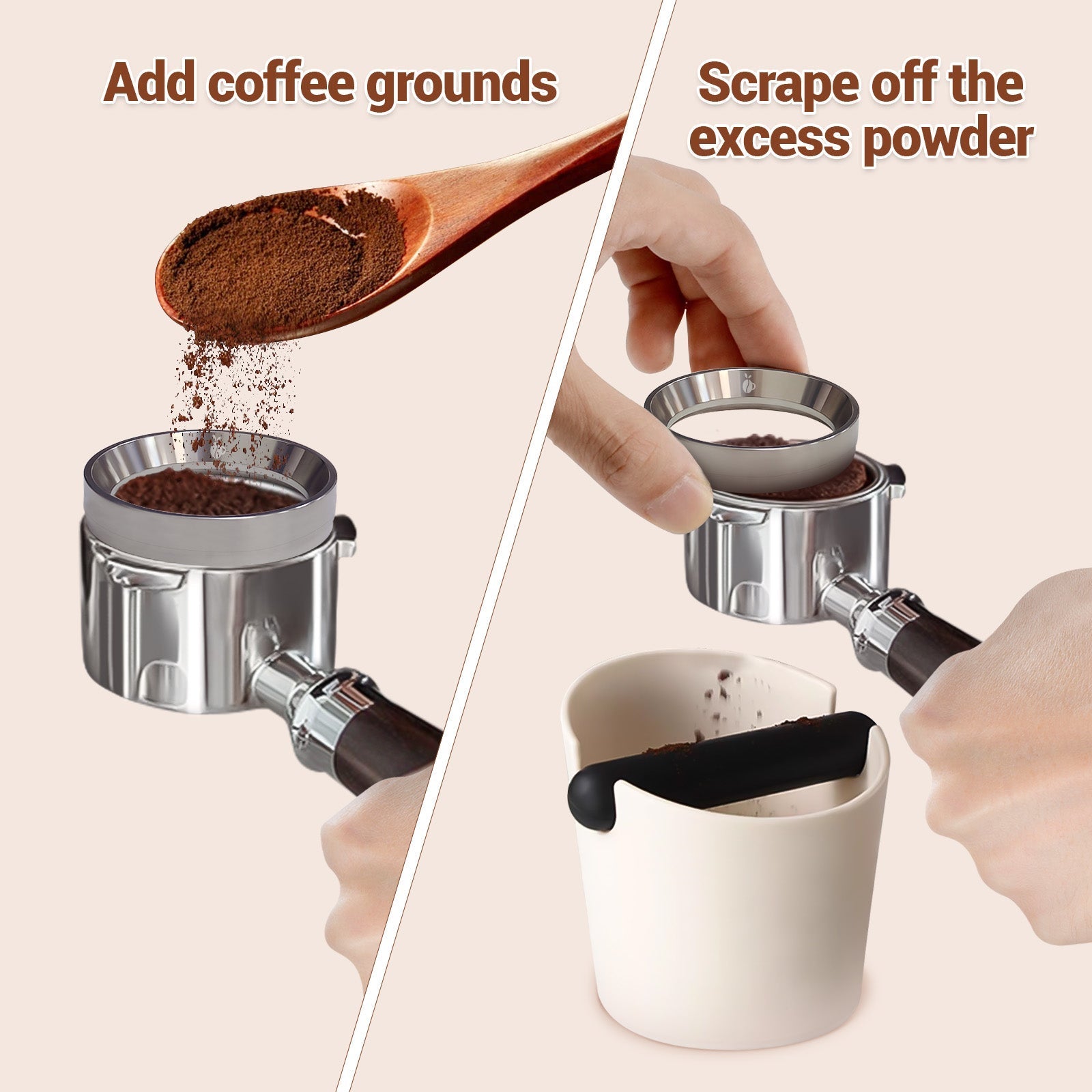 51mm, 53mm, 58mm Stainless Steel Espresso Coffee Dosing Funnel with Magnetic