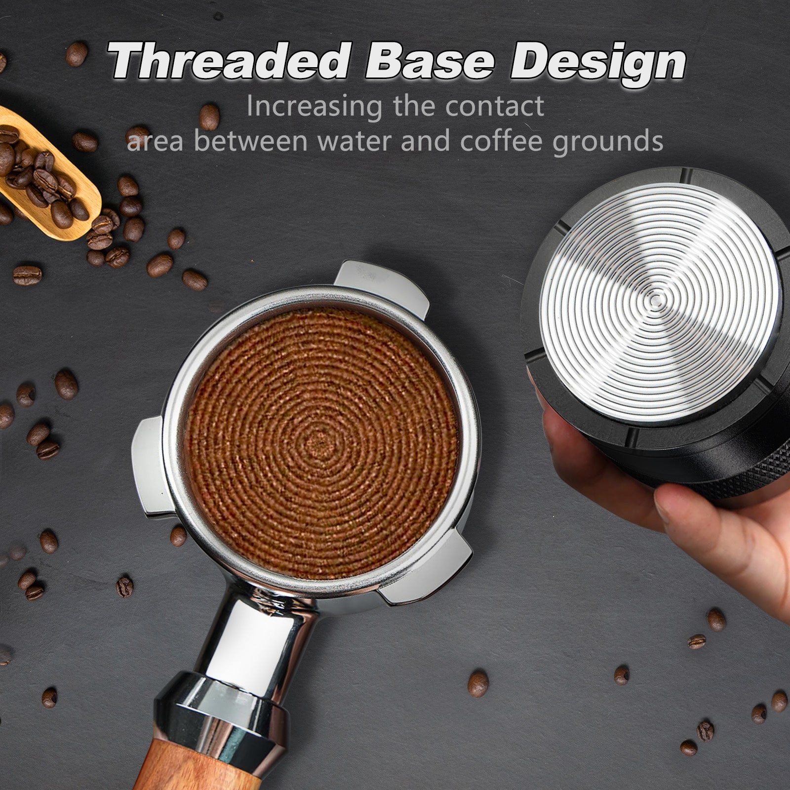 Yarramate 51mm, 53mm, 58mm Espresso Coffee Palm Tamper Black