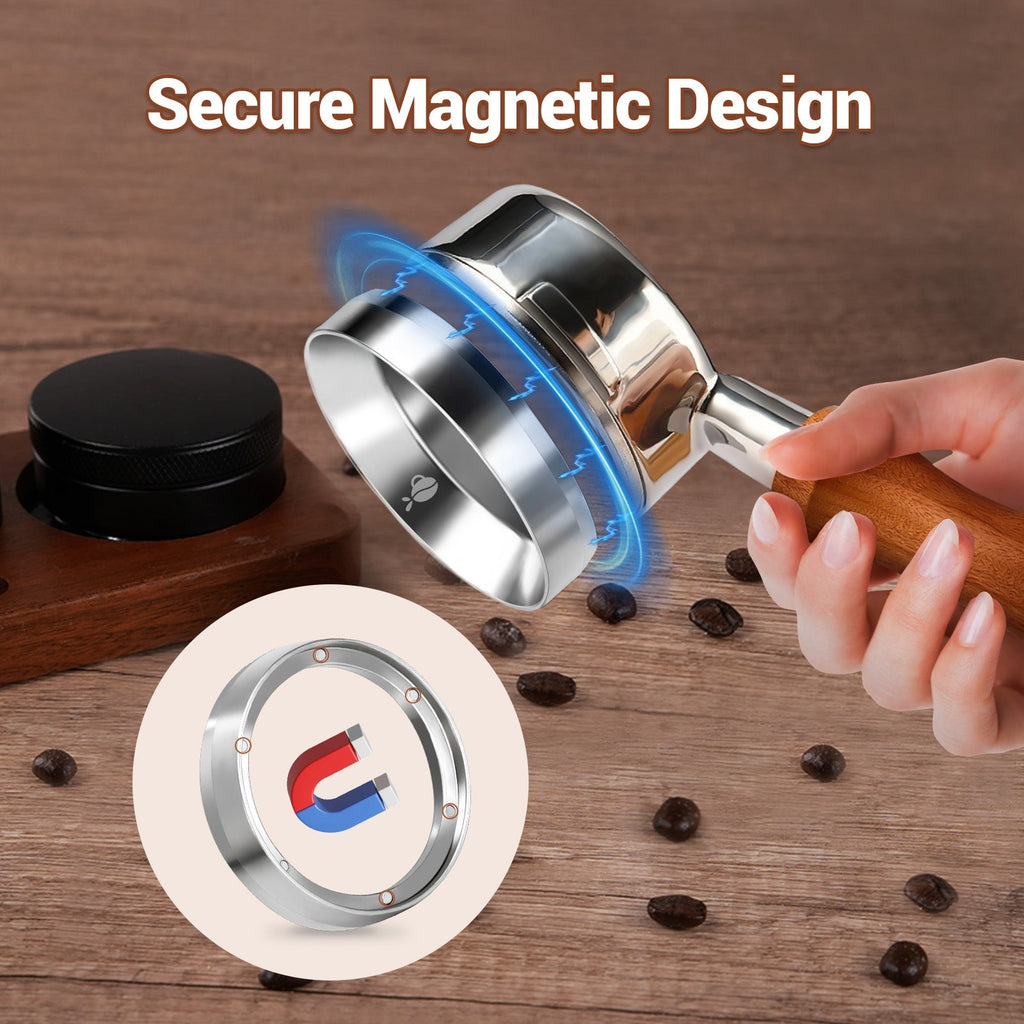 51mm, 53mm, 58mm Stainless Steel Espresso Coffee Dosing Funnel with Magnetic