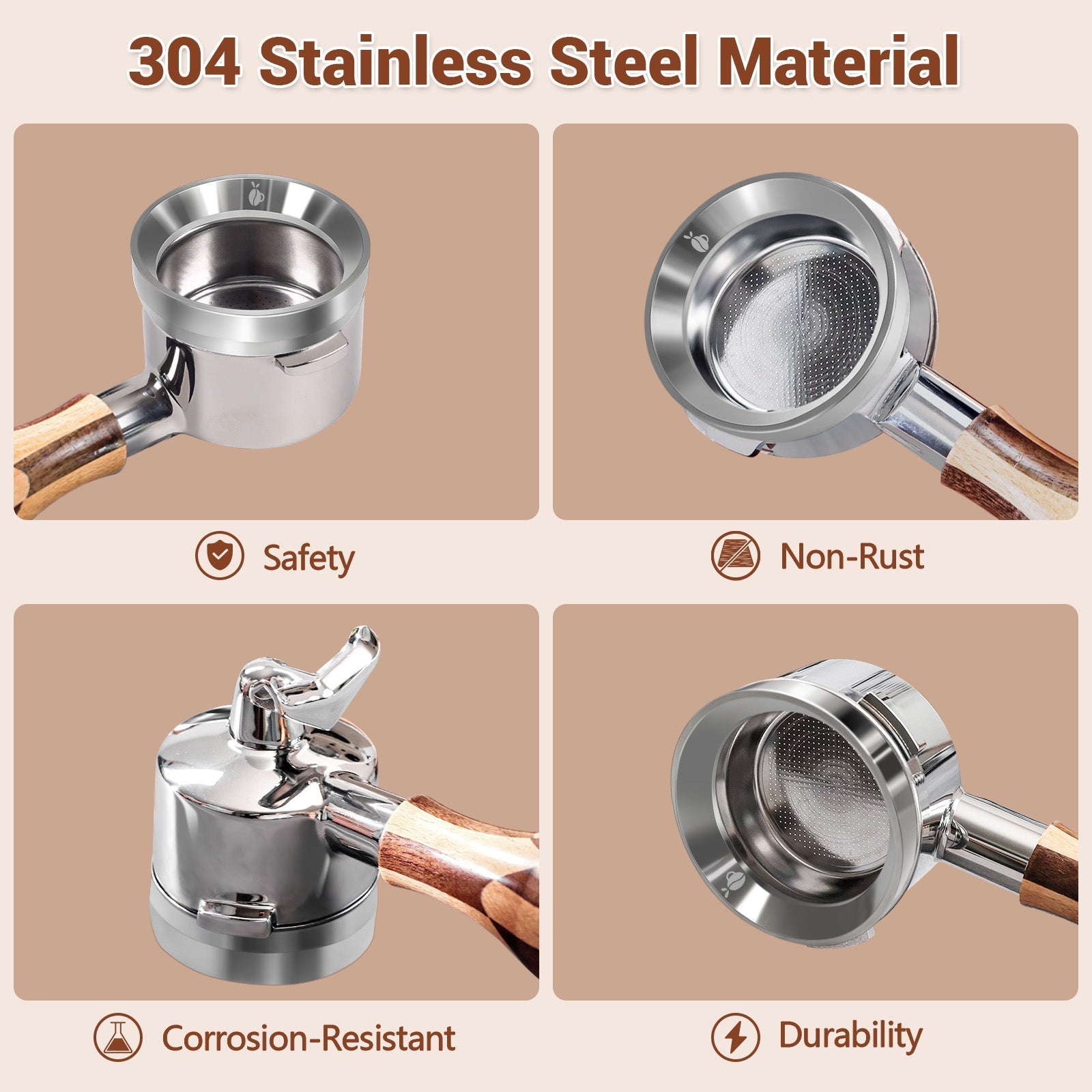 51mm, 53mm, 58mm Stainless Steel Espresso Coffee Dosing Funnel with Magnetic