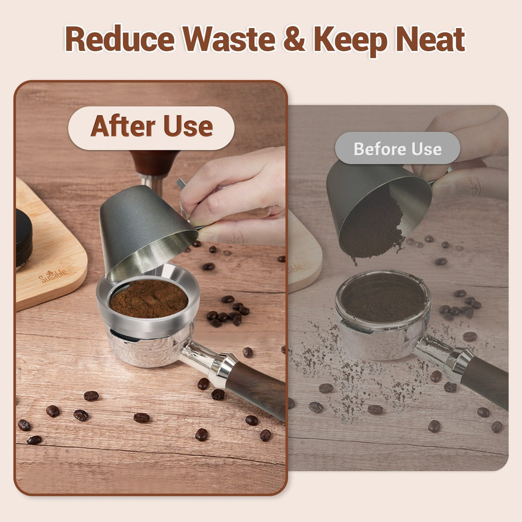 51mm, 53mm, 58mm Stainless Steel Espresso Coffee Dosing Funnel with Magnetic