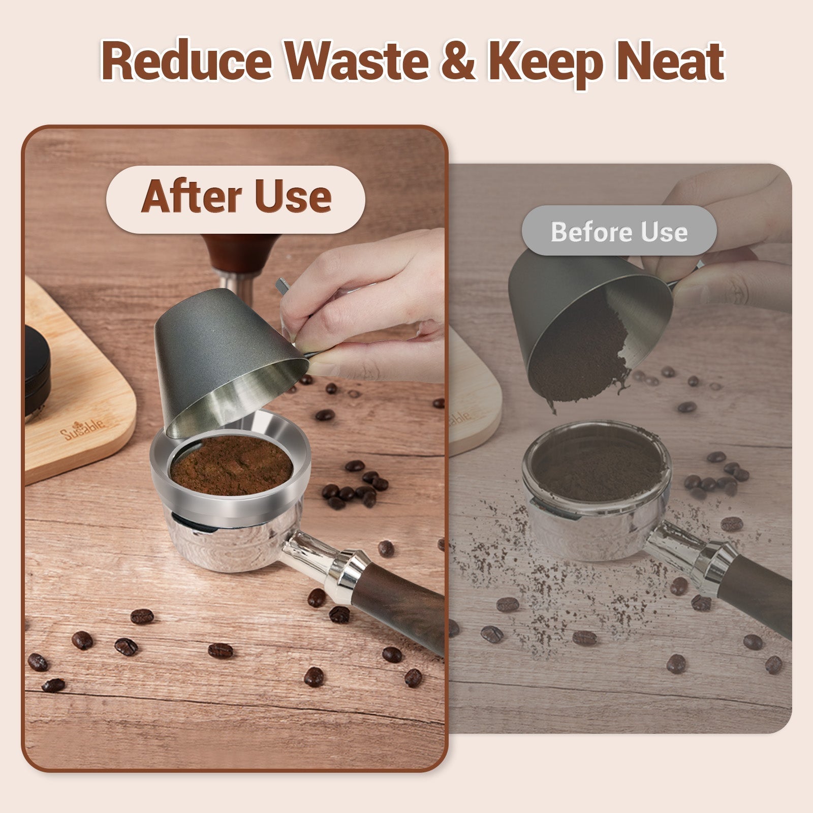 51mm, 53mm, 58mm Stainless Steel Espresso Coffee Dosing Funnel with Magnetic