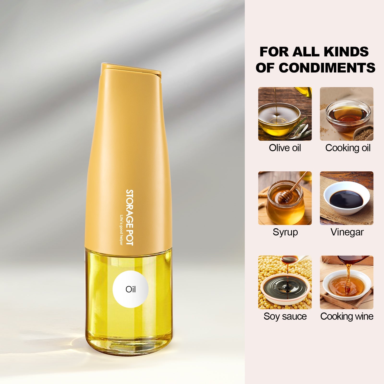 Auto-Flip Gravity Olive Oil & Soy Sauce Dispenser Bottle - 500ml/17oz Easy Cleaning, Leakproof(Orange)