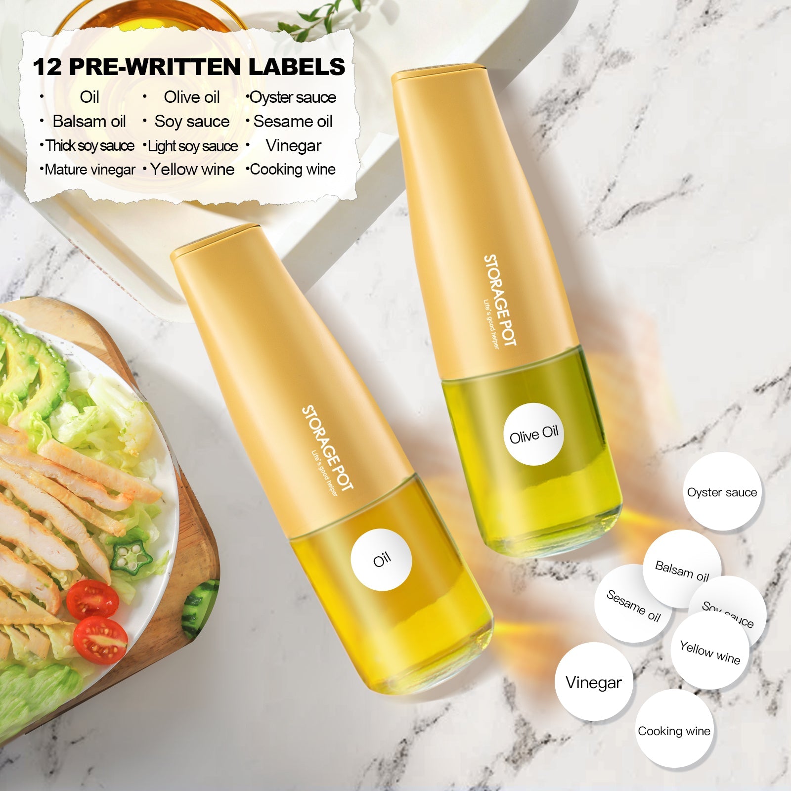 Auto-Flip Gravity Olive Oil & Soy Sauce Dispenser Bottle - 500ml/17oz Easy Cleaning, Leakproof(Orange)