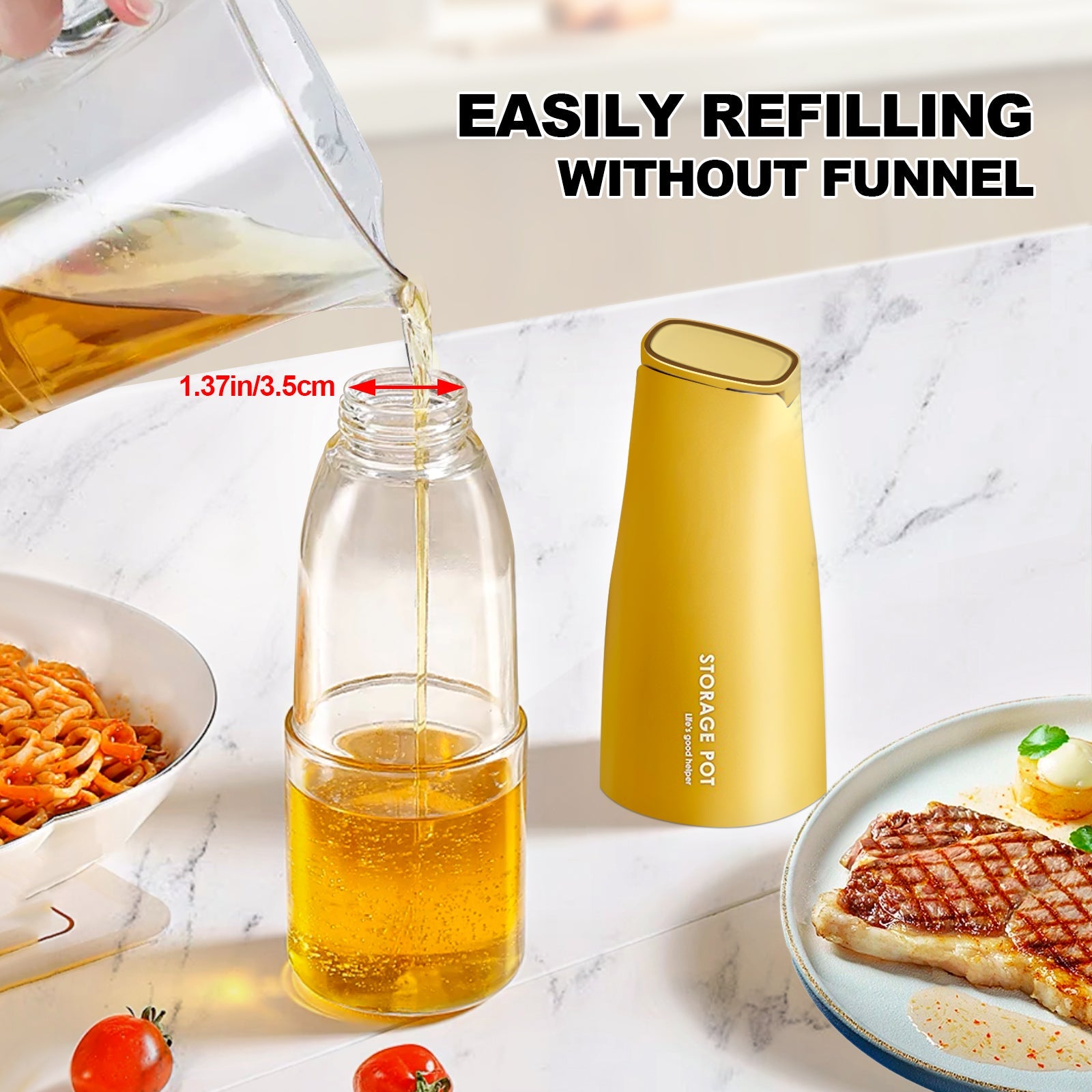 Auto-Flip Gravity Olive Oil & Soy Sauce Dispenser Bottle - 500ml/17oz Easy Cleaning, Leakproof(Orange)