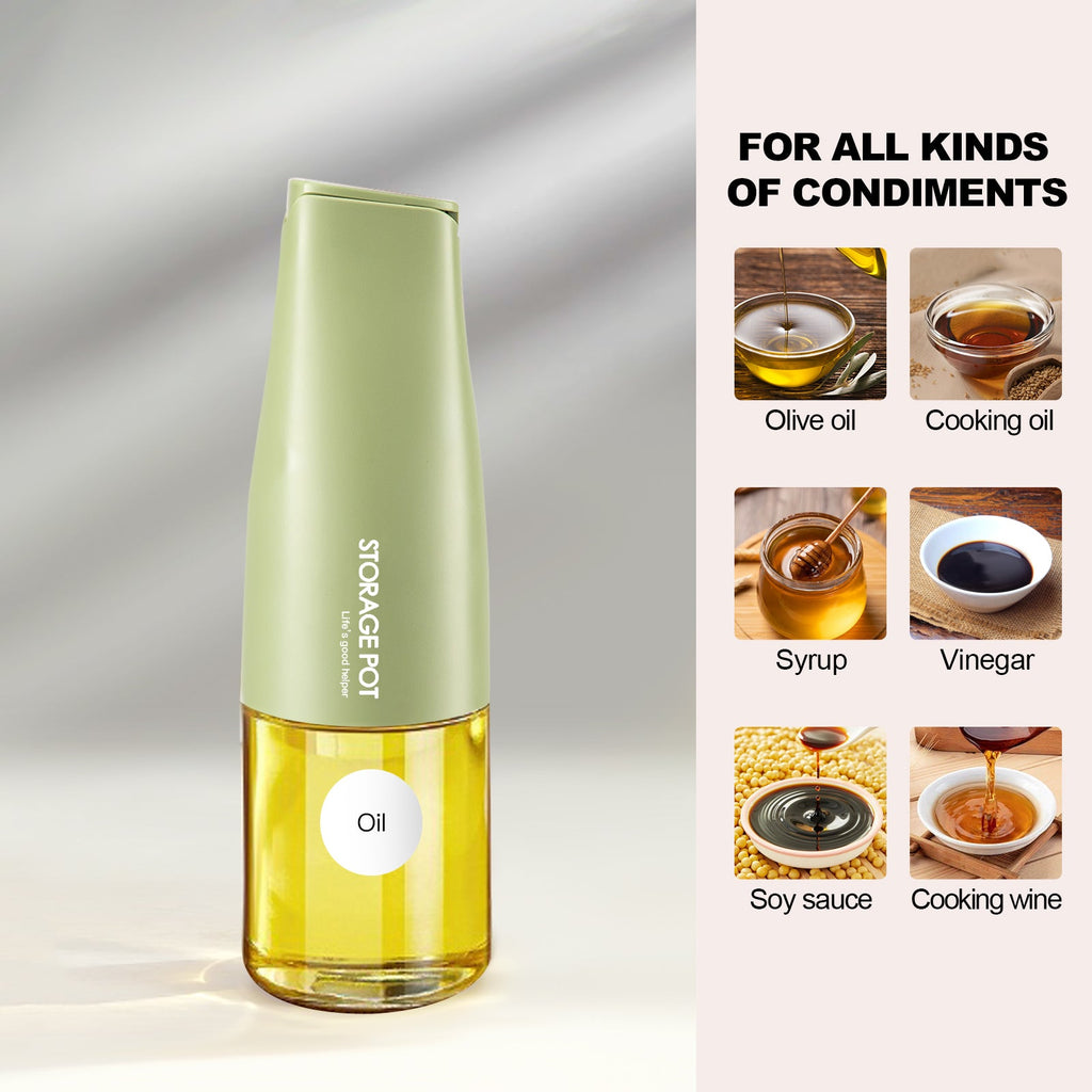 Auto-Flip Gravity Olive Oil & Soy Sauce Dispenser Bottle - 500ml/17oz Easy Cleaning, Leakproof(Green)