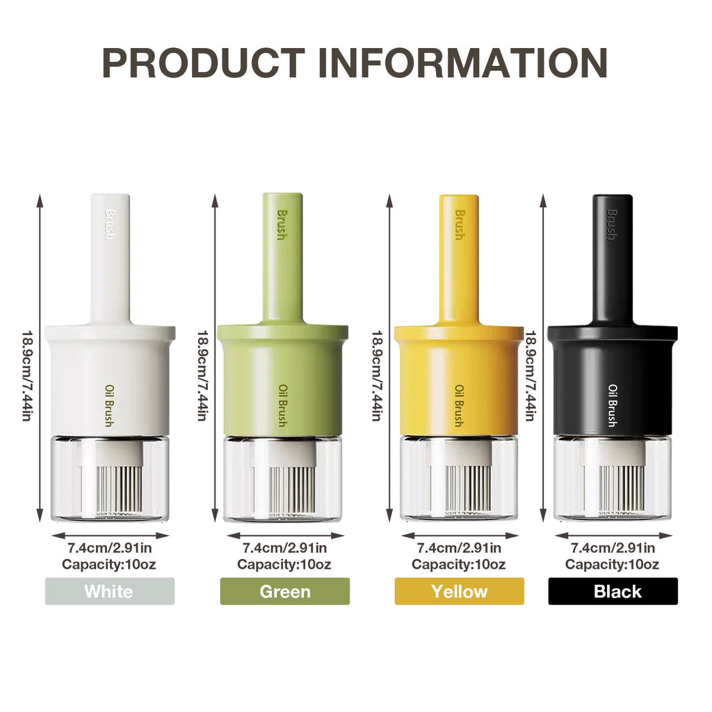 Glass Oil Dispenser Bottle with Silicone Food Grade Brush 10oz/300ml (Green)