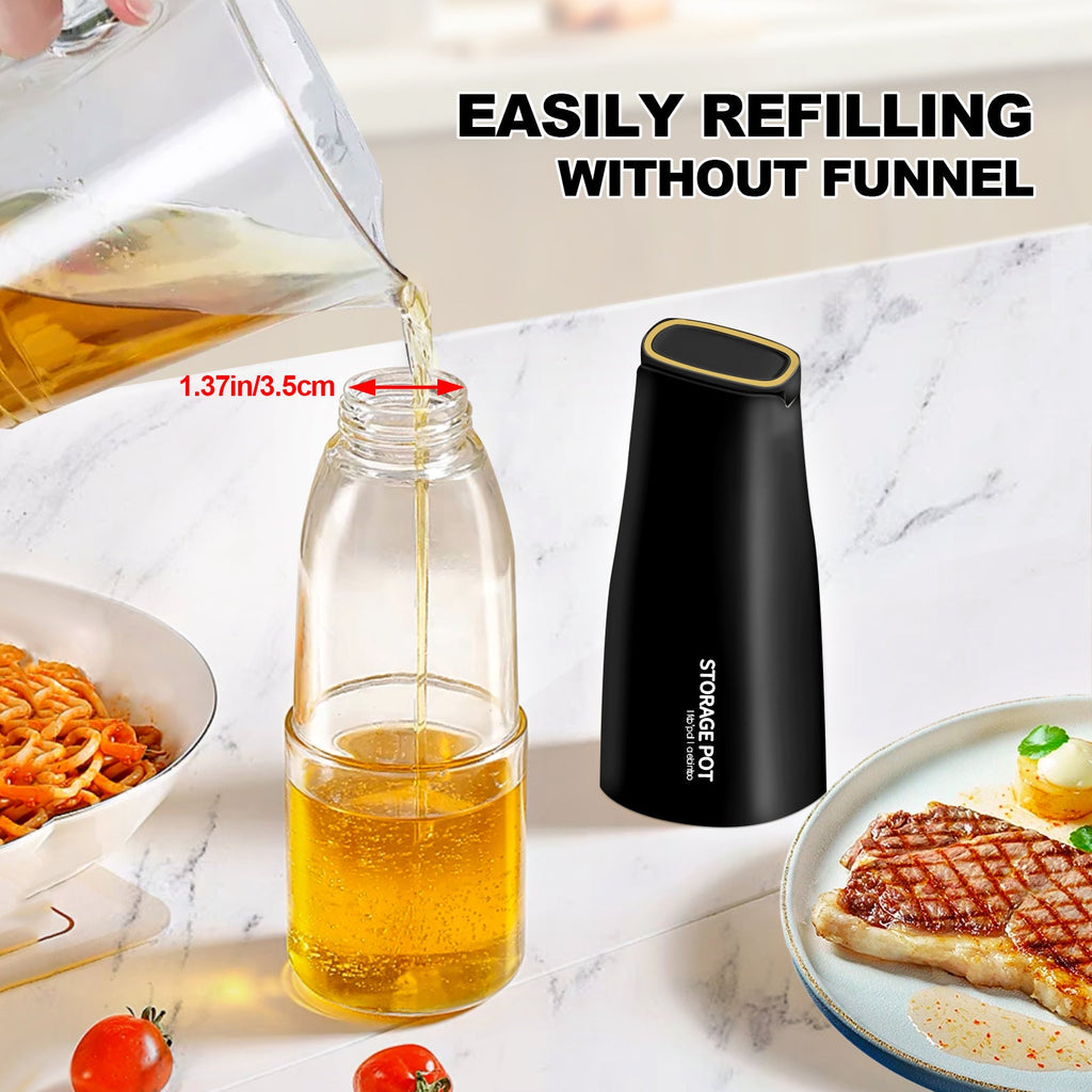 Auto-Flip Gravity Olive Oil & Soy Sauce Dispenser Bottle - 500ml/17oz Easy Cleaning, Leakproof(Black)