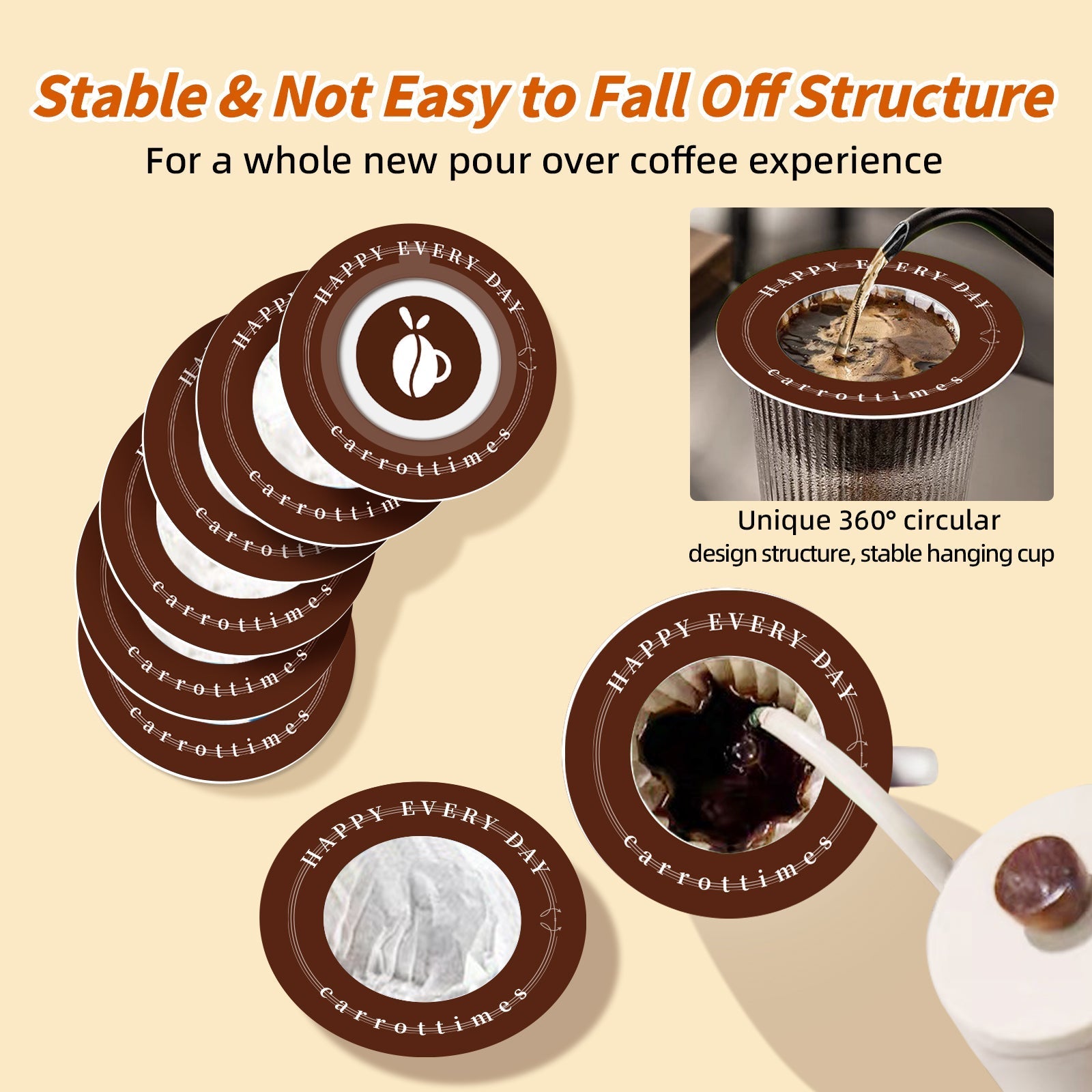 Eco-friendly Disposable Espresso Coffee Filters 20pcs (Brown)