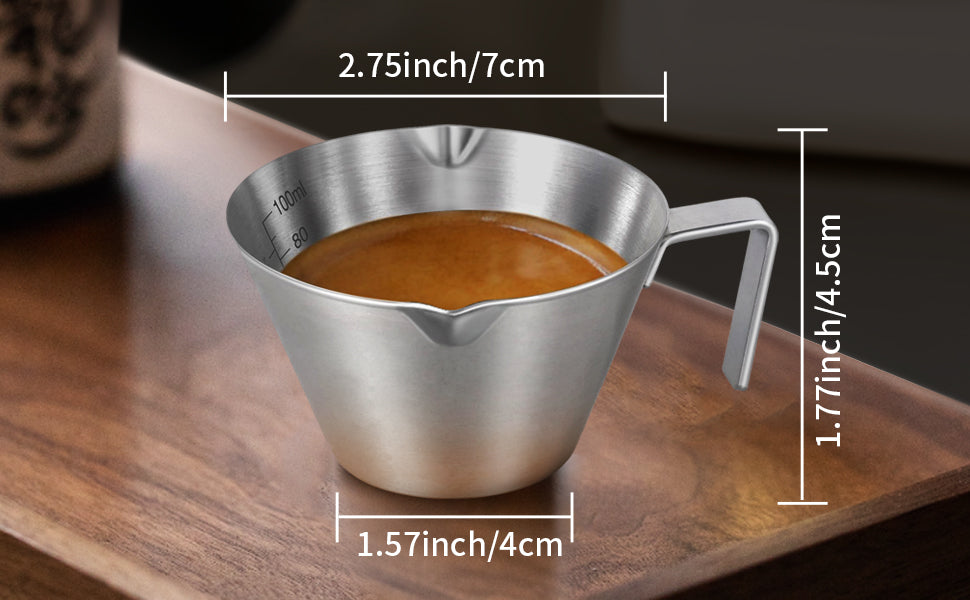 Yarramate 3.4OZ/100ml Stainless Steel Espresso Measuring Cups