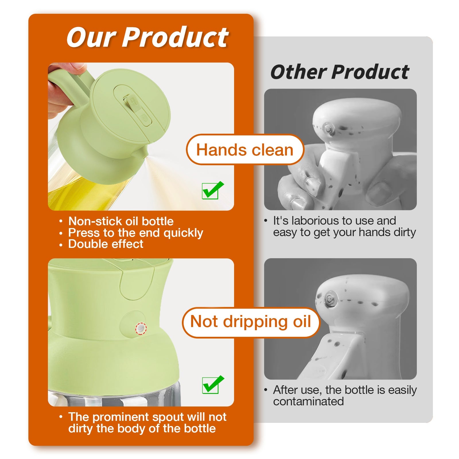 2 in 1 Oil Spray Bottle XL 18oz/550ml Green