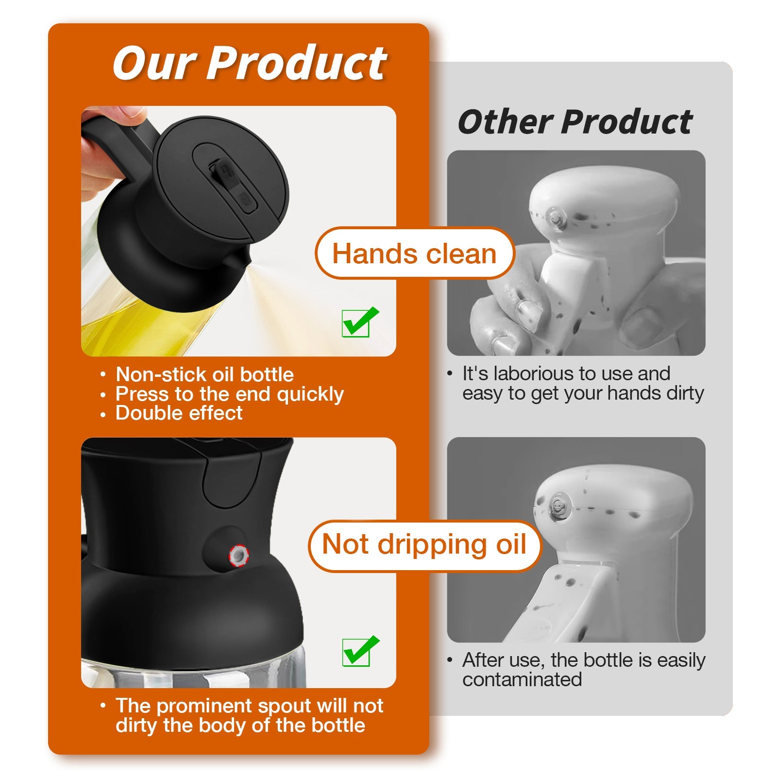 YARRAMATE 2-in-1 XL Olive Oil Dispenser & Sprayer - 18oz/550ml Food-Grade Oil Spritzer Bottle for Air Fryer, BBQ, Salad - Leakproof Kitchen Tool with 360° Spray (Black)