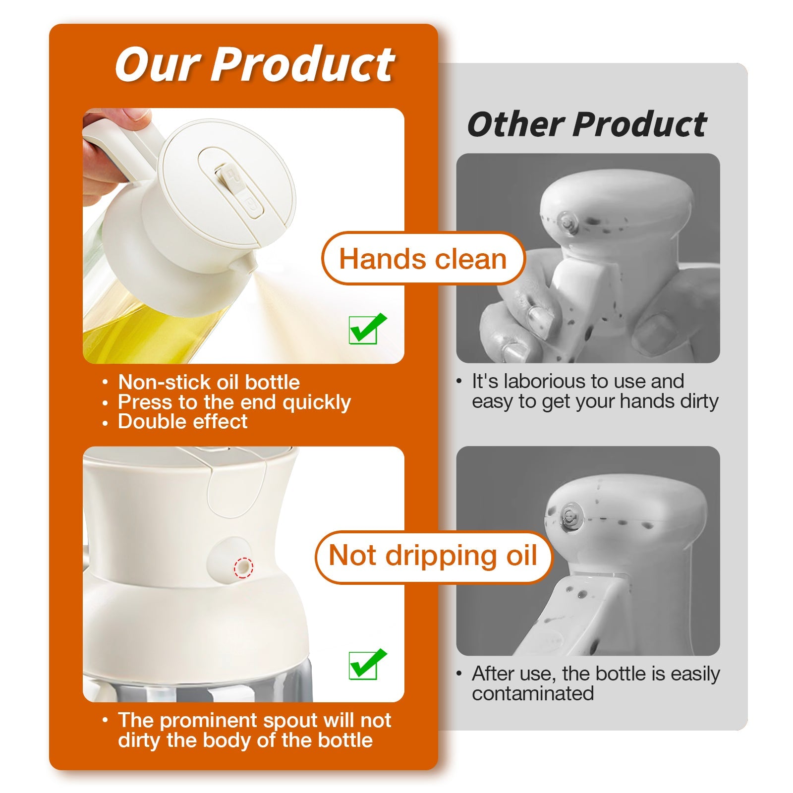 2 in 1 Oil Sprayer XL 18oz/550ml White