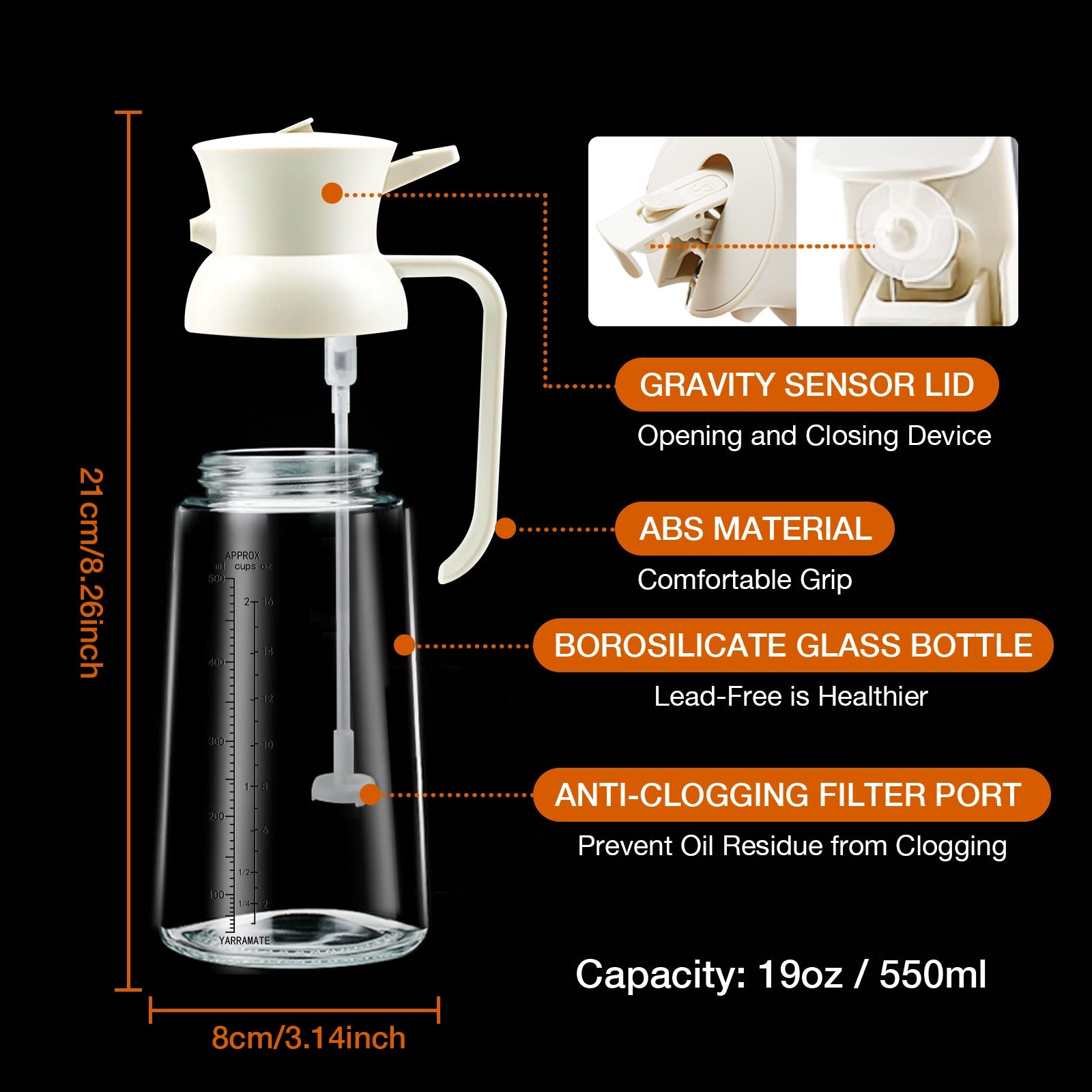 2 in 1 Oil Sprayer XL 18oz/550ml White