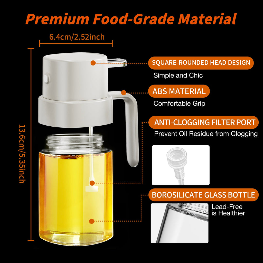 YARRAMATE Portable Mini Oil Sprayer 6.8 OZ/ 240 ML Premium Glass Olive Oil Spray Bottle for Kitchen, Outdoor BBQ, Camping Classic White