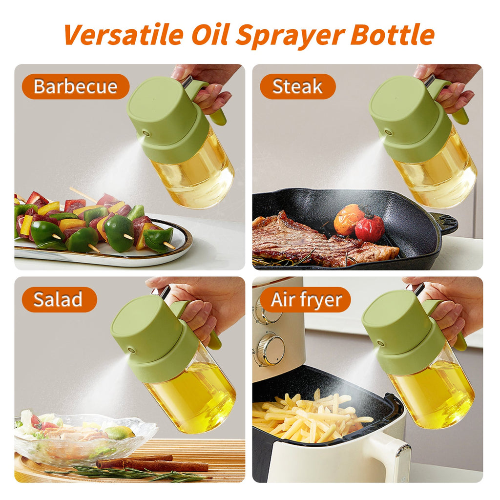 YARRAMATE Portable Mini Oil Sprayer 6.8 OZ/ 240 ML Premium Glass Olive Oil Spray Bottle for Kitchen, Outdoor BBQ, Camping Green