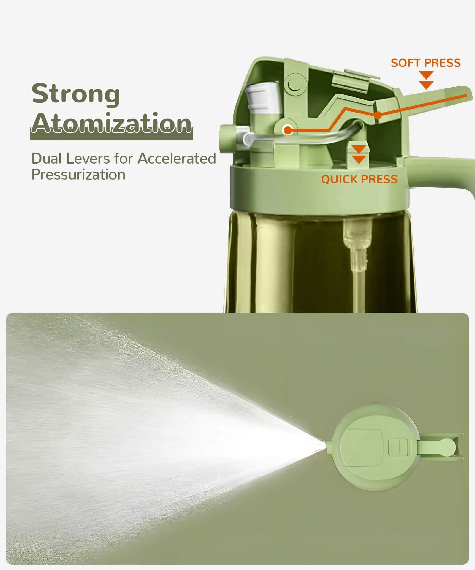 2 in 1 Oil Sprayer Bottle Dispenser, 16oz Glass Olive Oil Sprayer, Cooking Oil Sprayer Bottle for Kitchen Salad, Grill, BBQ, Dark Green (Sticker Included)