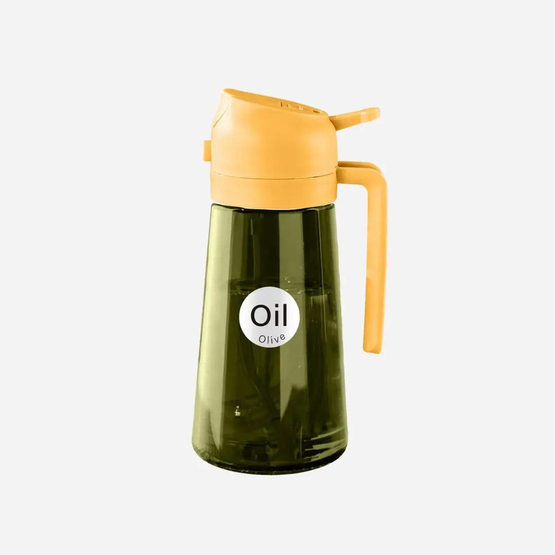 2 in 1 Oil Sprayer Bottle Dispenser, 16oz Glass Olive Oil Sprayer, Cooking Oil Sprayer Bottle for Kitchen Salad, Grill, BBQ, Dark Green (Sticker Included)