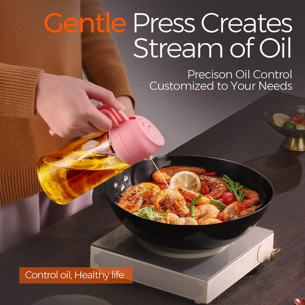 Set of 2 16oz/470ml 2 in 1 Oil Spray Bottle for Air Fryer, BBQ, Salad (With Stickers）