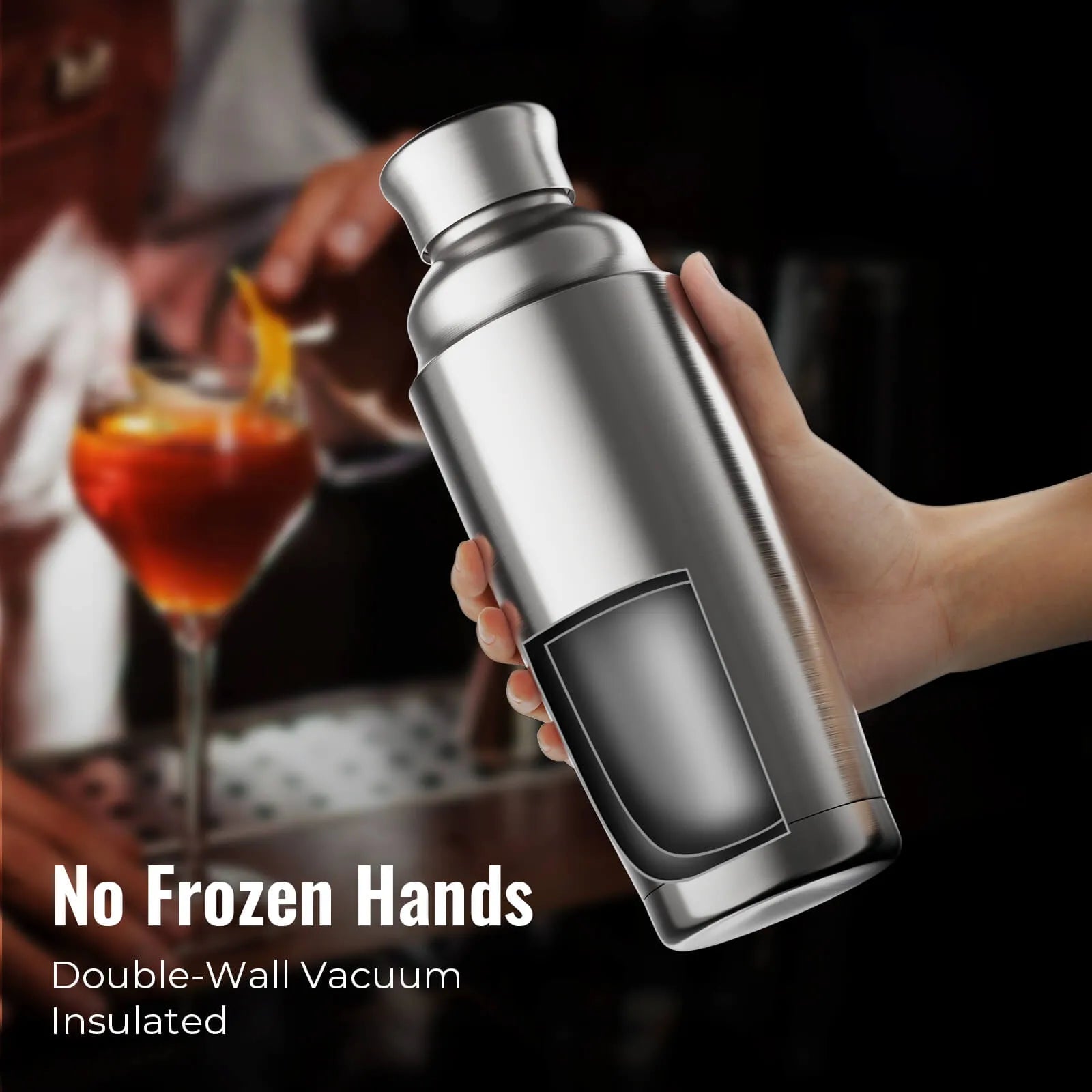 YARRAMATE 8-Pcs 24 oz Cocktail Shaker Set with Built-in Strainer - Premium Vacuum Insulated Stainless Steel Martini Shaker Kit
