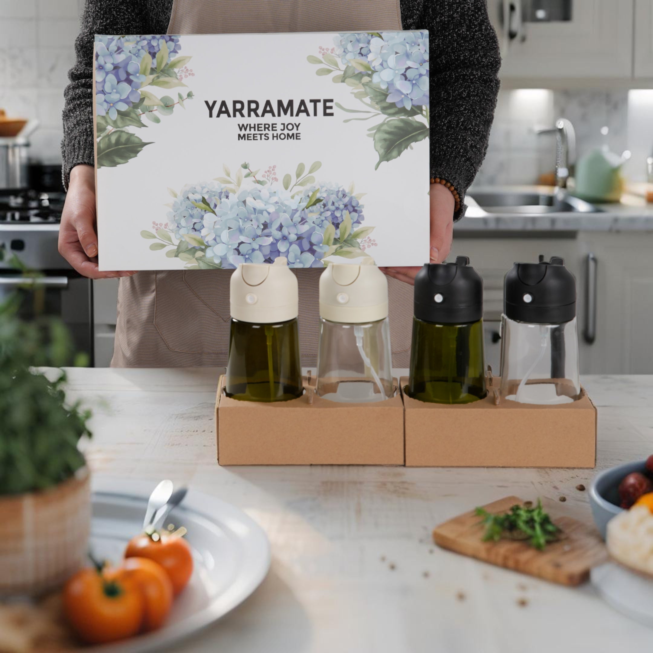 Oil Sprayer Bundle Non-Slip Bottle Mat + Cleaning Brush 470ml Kitchen Tool Set For Air Fryer Grill