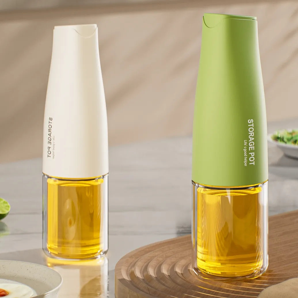 Auto-Flip Gravity Olive Oil & Soy Sauce Dispenser Bottle - 500ml/17oz Easy Cleaning, Leakproof(Black)