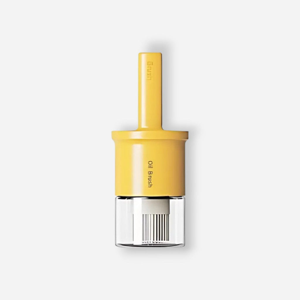 Glass Oil Dispenser Bottle with Silicone Food Grade Brush 10oz/300ml (Yellow)